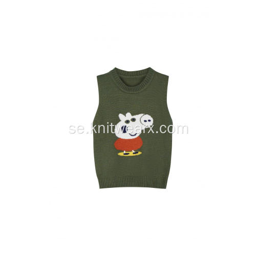 Boy's Stickad Peggy Jacquard Crew Neck Vest